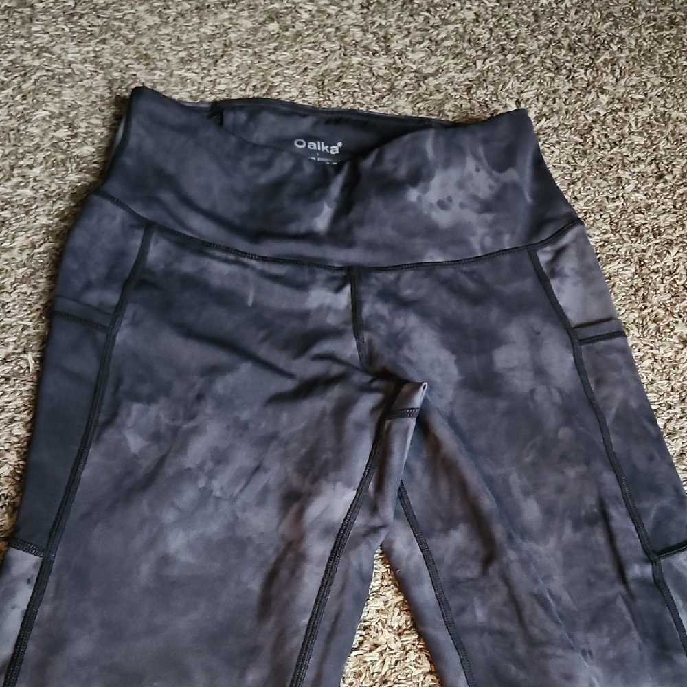 Oalka Gray/black High-Waisted Leggings Full Length - Picture 2 of 4